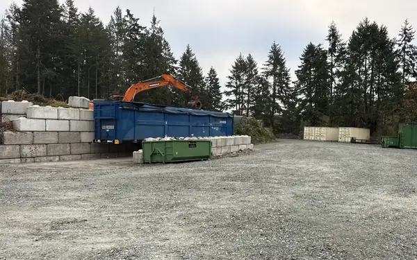 Yard at the Salt Spring Garbage & Recycling transfer station on Blackburn Rd, Salt Spring Island